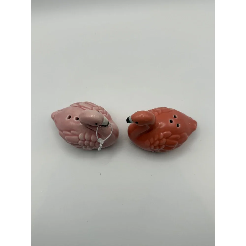 Ceramic Flamingo Salt and Pepper Shaker Set Pink Coral‎ Kitchen Decor NEW